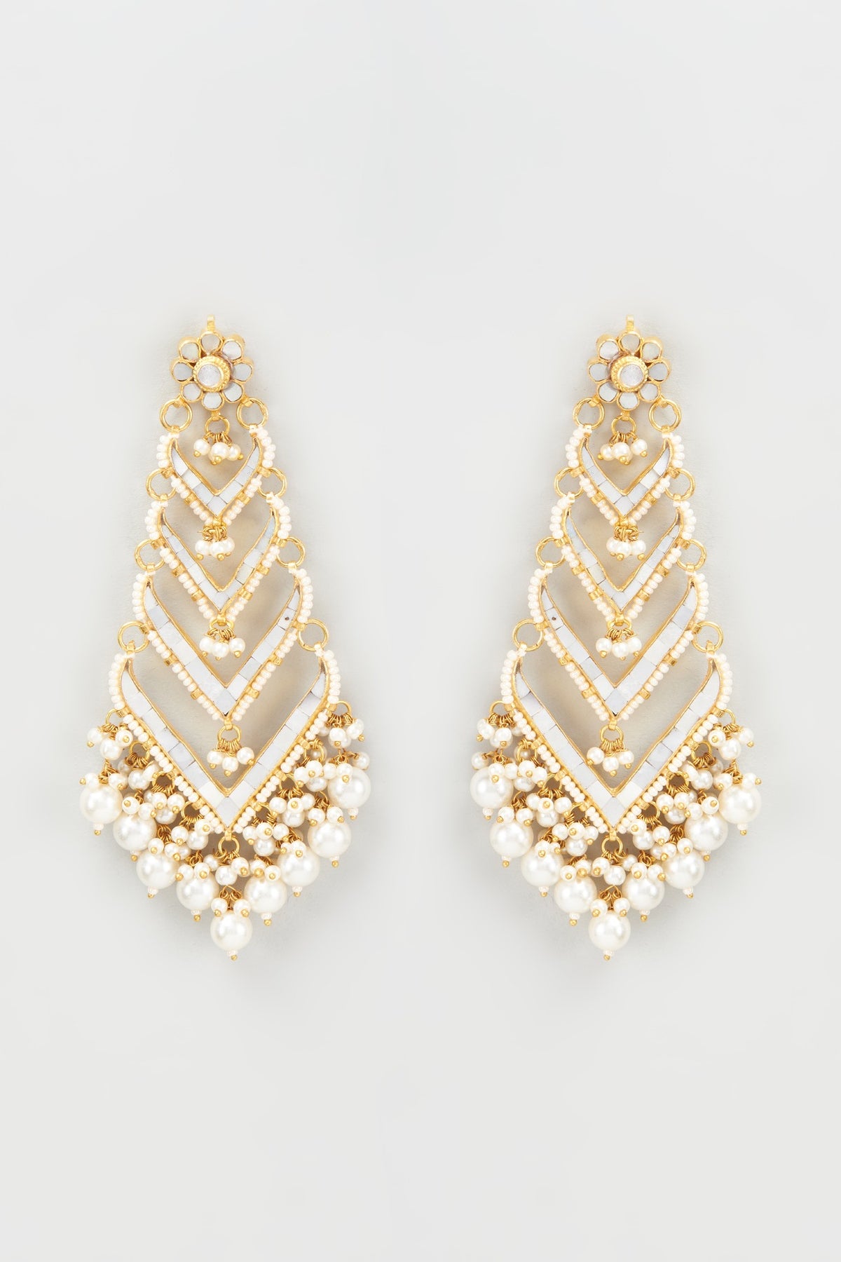 Gold Finish Kundan Polki Dangler Earrings