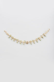 Gold Finish White Kundan Polki Sheeshphool