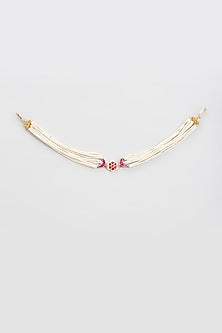 Gold Finish Red Kundan Polki Sheeshphool