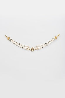 Gold Finish White Kundan Polki Sheeshphool
