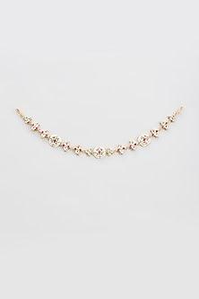 Gold Finish White Kundan Polki Sheeshphool