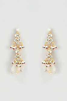 Gold Finish Kundan Polki Dangler Earrings