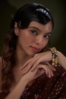 Gold Finish Kundan Polki Bangles (Set of 2)