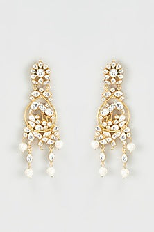 Gold Finish Kundan Polki Dangler Earrings