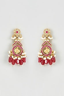 Gold Finish Kundan Polki Dangler Earrings