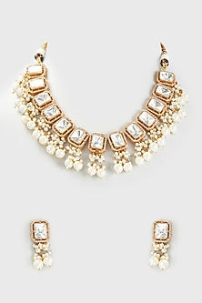 Gold Finish Kundan Polki Choker Necklace Set