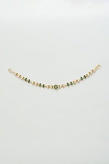 Gold Finish Kundan Polki & Green Stones Sheeshphool