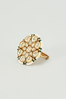 Gold Finish Kundan Polki Ring