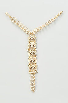 Gold Finish Kundan Polki Hathphool (Set of 2)