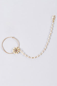 Gold Finish Red Kundan Polki Nath