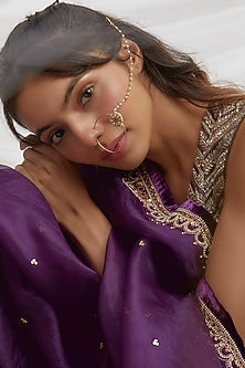 Gold Finish Red Kundan Polki Nath