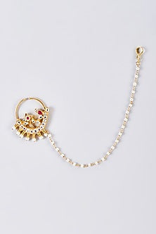 Gold Finish White Kundan Polki Nath
