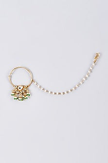 Gold Finish White Kundan Polki Nath