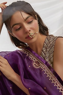 Gold Finish White Kundan Polki Nath