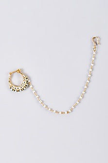 Gold Finish White Kundan Polki Nath