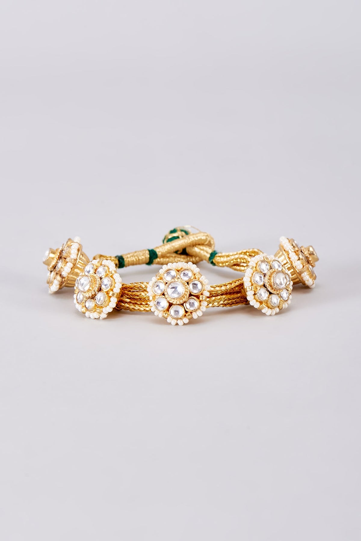 Gold Finish Kundan Polki Bracelet