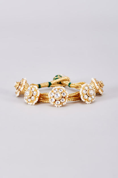 Gold Finish Kundan Polki Bracelet