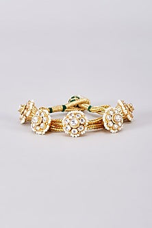 Gold Finish Kundan Polki Bracelet
