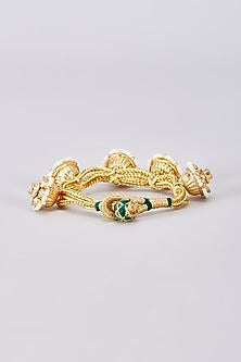 Gold Finish Kundan Polki Bracelet