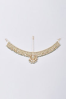 Gold Finish Kundan Polki Mathapatti