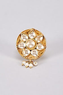 Gold Finish Kundan Polki Ring