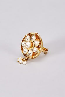 Gold Finish Kundan Polki Ring