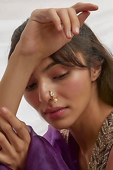 Gold Finish Kundan Polki Nath