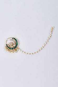 Gold Finish Green Kundan Polki Nath