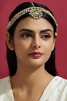 Gold Finish Kundan Polki Mathapatti