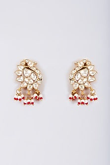 Gold Finish Kundan Polki Earrings