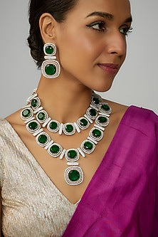 White Finish Zircon Necklace Set