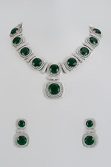 White Finish Zircon Necklace Set