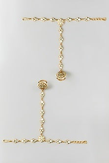 Gold Finish Kundan Polki Hathphool (Set Of 2)