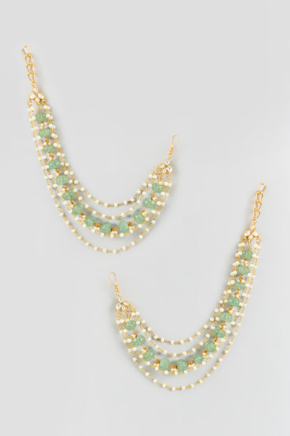 Gold Finish Kundan Polki Earchains