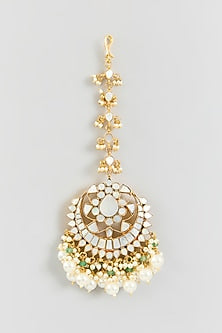 Gold Finish Mother Of Pearl Maangtikka