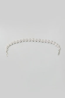 White Finish Zircon & Pearl Sheeshphool