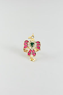 Gold Finish Kundan Polki Ring