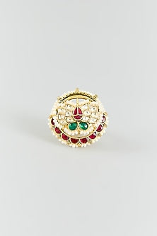 Gold Finish Kundan Polki Ring