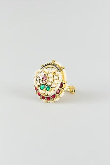 Gold Finish Kundan Polki Ring