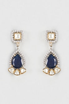 White Finish Kundan Polki Dangler Earrings
