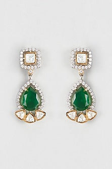 White Finish Kundan Polki Dangler Earrings