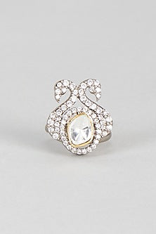 White Finish Kundan Polki Ring
