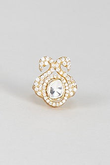 Gold Finish Kundan Polki Ring