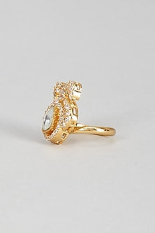 Gold Finish Kundan Polki Ring