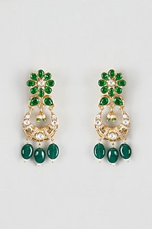Gold Finish Kundan Polki Dangler Earrings