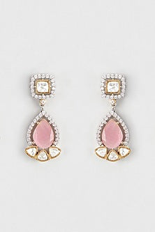 White Finish Kundan Polki Dangler Earrings