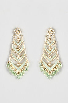 Gold Finish Kundan Polki Dangler Earrings