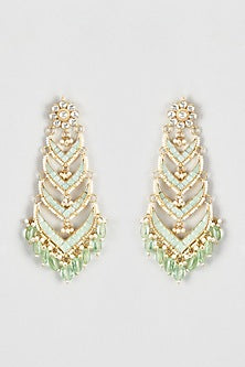 Gold Finish Kundan Polki Dangler Earrings