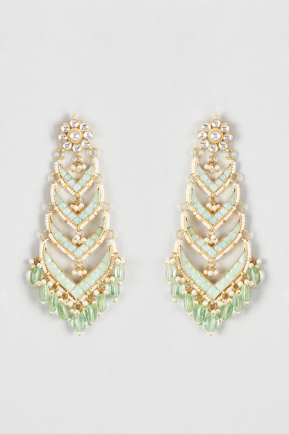 Gold Finish Kundan Polki Dangler Earrings