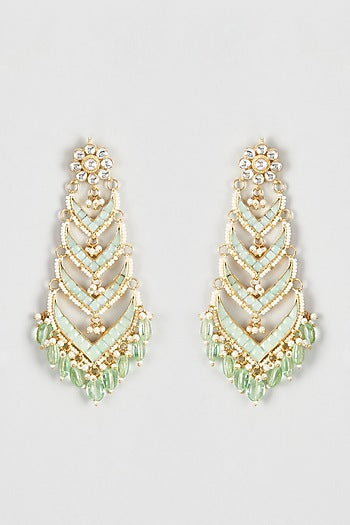 Gold Finish Kundan Polki Dangler Earrings